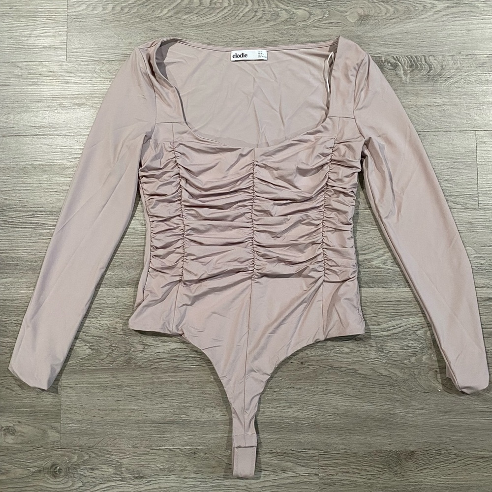 Elodie Blush Long Sleeve Bodysuit Ruched‎ Medium